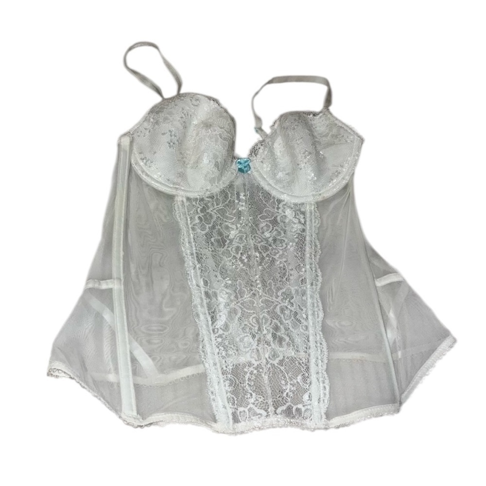 I do Victoria’s Secret white wedding bridal bride lace corset bra 34b
